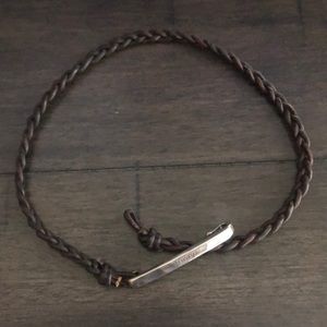 Braided brown bracelet with silver clasp